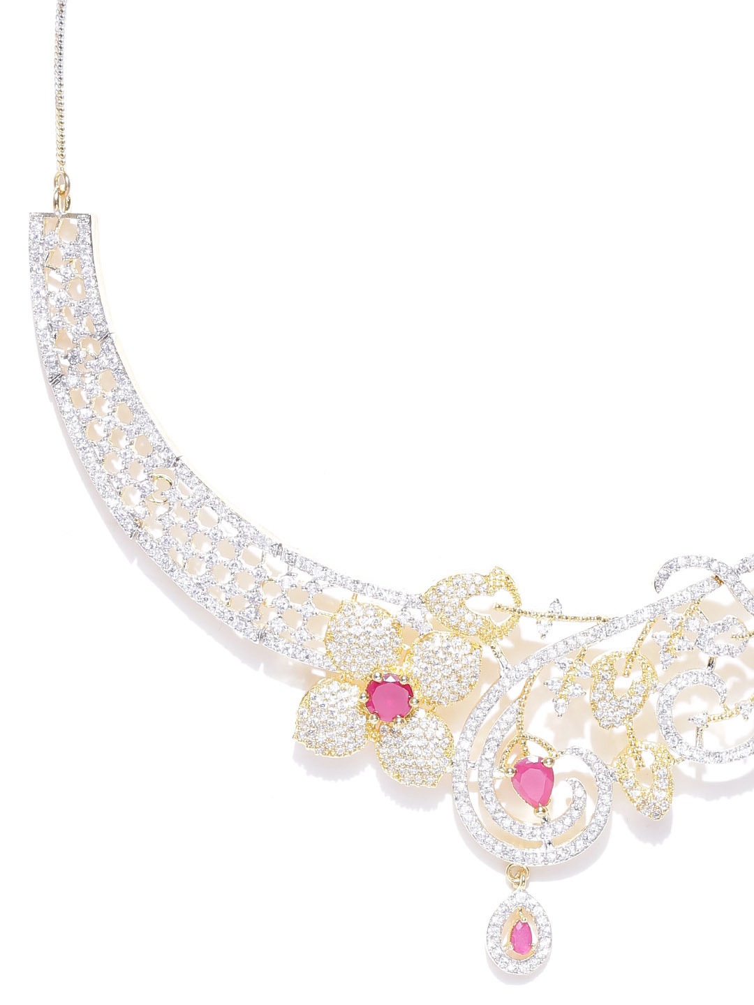 YouBella Gold-Toned  Pink Stone-Studded Jewellery Set